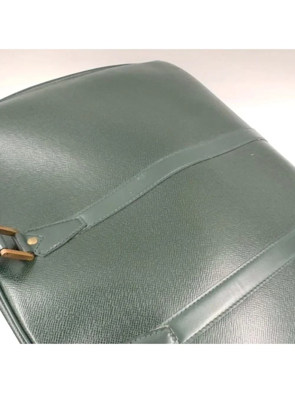 ★SOLD★ Louis Vuitton Elanga Un Posh Taiga Epi Sea Leather Green Boston Bag Gold - Picture 10 of 15